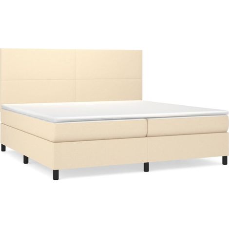 Maison Exclusive - Giroletto a Molle con Materasso Crema 200x200 cm in Tessuto (1/5)