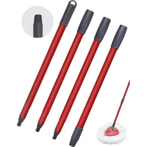 Manche de rechange rotatif PCS compatible avec les balais à franges Vileda Spin Turbo/Turbo Smart/EasyWring, manche réglable en quatre sections pour le nettoyage des sols uniquement. (1/3)