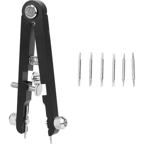 Pince à ressort pour barrettes de montre, outil de réparation de montres, outil de remplacement et de retrait de chaîne avec goupilles 6825 Noir (1/4)
