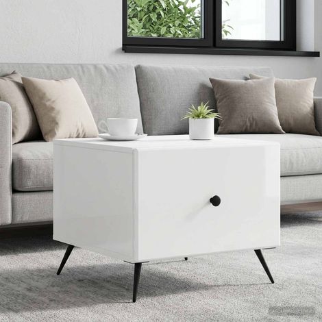 vidaXL Table basse Blanc brillant 49 x 50 x 40 cm Bois d'ingénierie (1/5)