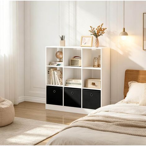 Bücherregal mit 3 Stoffschubladen 80x86,5x30 cm OKMYHOME (1/5)