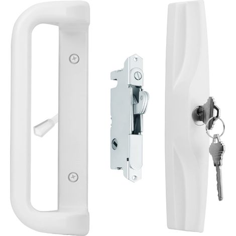 Ensemble de poignée de porte de terrasse blanche avec serrure à cylindre, convient pour les serrures de porte coulissante de rechange de 8,6 à 4,6 cm. Des choix qui ajoutent une touche (1/5)
