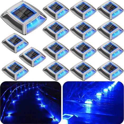 Éclairage pour Chemins Spot Solaire Exterieur Puissant IP68 Étanche Eclairage Escalier Exterieur Bleu Balise Solaire Exterieur Jardin 24LM pour Terrasse, Chemin, Piscine et Parc (6) (1/5)