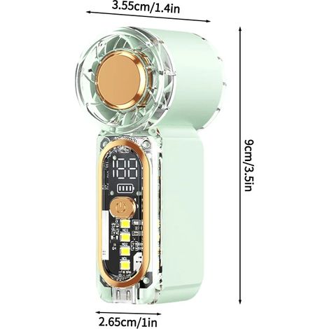Ventilateur portable (vert) rafraîchissant, mini ventilateur rechargeable, affichage numérique LED, ventilateur électrique (1/5)
