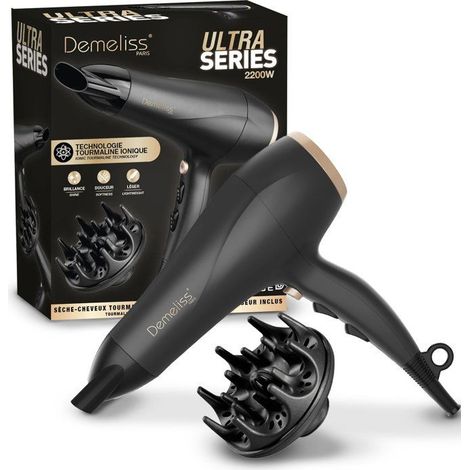 Secador de pelo - SAINT ALGUE - Demeliss Ultra Series - Difusor - 3 temperaturas - 2200 W - Negro