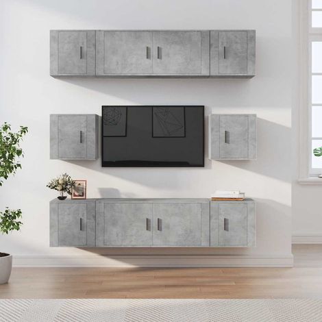 8-tlg. TV-Schrank-Set Betongrau Holzwerkstoff (1/5)