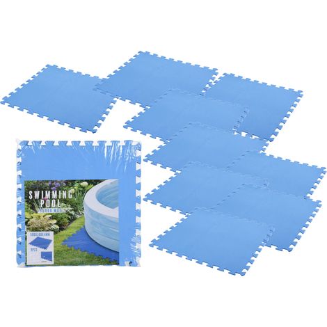 Pool Unterlage 50x50 cm in blau - 9 Stück / 2,13 m² - Bodenschutz Matte Unterlegmatte mit Stecksystem - Fitnessmatte Spielmatte