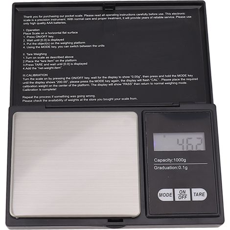 LCD-Präzisionswaage 0,01 g bis 1000 g, hochpräzise Einheitenumrechnung für Schmuck, Küche, Kaffee und Taschen (1/5)