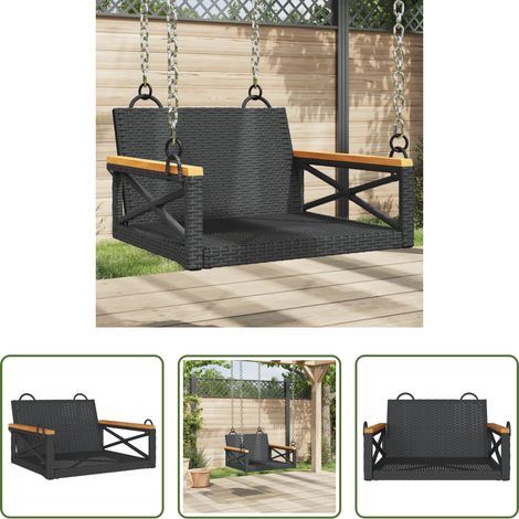 Gartenmöbel - Hängesessel Schwarz 63x62x40 cm Poly Rattan (1/5)