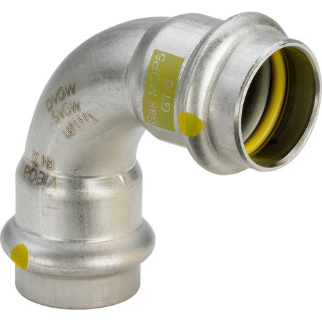 Viega Sanpress Inox G coude 485788 15 mm, 90°, acier inoxydable, SC-Contur