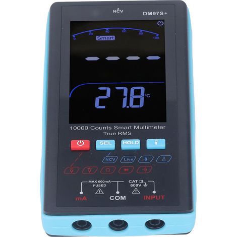Multimètre intelligent DM97S+ à écran couleur 3,5 pouces, multifonction haute précision, testeur automatique anti-combustion pour réparation et diagnostic (pile non fournie) (1/5)
