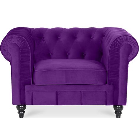 Fauteuil Chesterfield velours Altesse Violet (1/2)