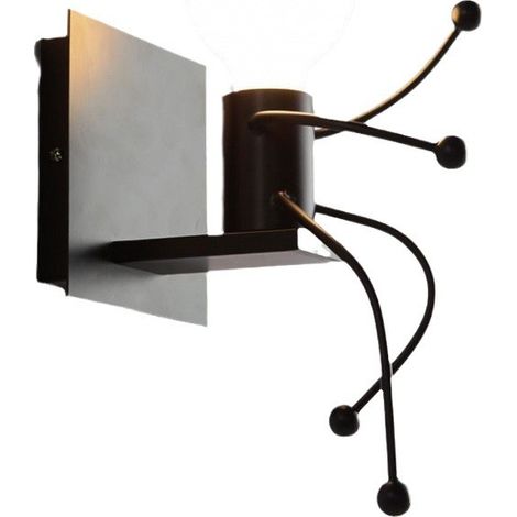 Badezimmerspiegel-Frontlampe, kreative Vintage-Cartoon-Little-Man-Swing-Wandlampe, schwarz