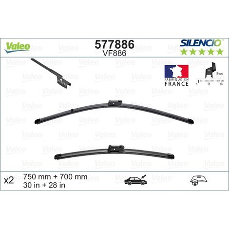 Balai d'essuie-glace Valeo 577886 FORD 1769707 1769709 1788433 1850538 1879097