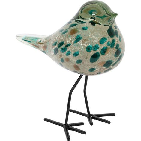 Décoration verre moineau Serin doré 9x15x14cm (1/4)