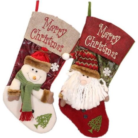Lot de 2 Chaussettes de NoëL, Chaussettes de NoëL pour DéCoration D'Arbre, Sac Cadeau Personnalisé pour Adolescents, Sac à Bonbons (1/4)