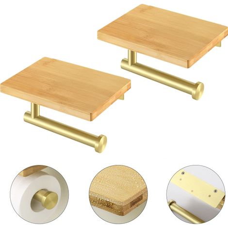 Lot de 2 porte-papier toilette doré, accessoires de salle de bain, 18 x 13 cm, en acier inoxydable (1/5)