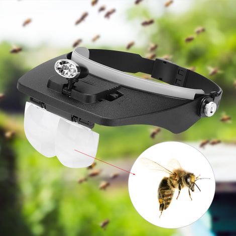 Loupe frontale LED pour l'apiculture, avec miroir grossissant et lentille mobile. (1/5)