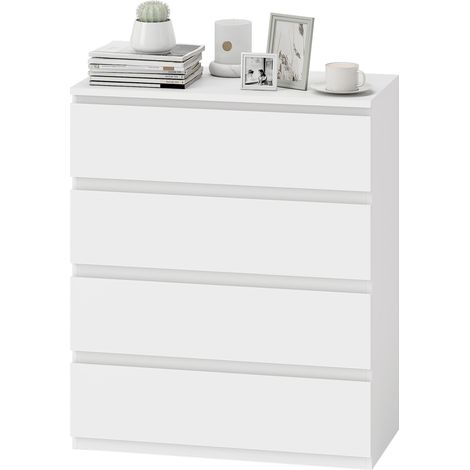 Weiße Kommode mit 4 Schubladen, Designer-Schlafzimmermöbel, 80 x 39 x 95 cm, aus Spanplatte