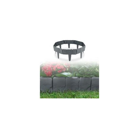Bordure de jardin en plastique imitation pierre – Lot de 10 éléments modulables – Résistante aux intempéries et UV – Longueur totale 2.5m (1/5)