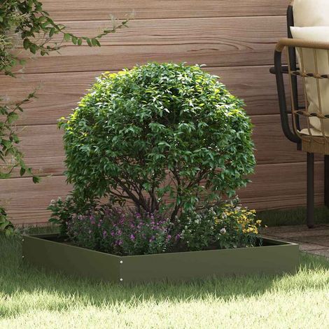 Raseneinfassung 6 pcs Olive Grün 60 x 60 x 13 cm Stahl