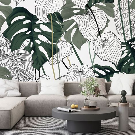 Papier peint panoramique - Fleurs tropicales - 130 cm x 73 cm (1/4)