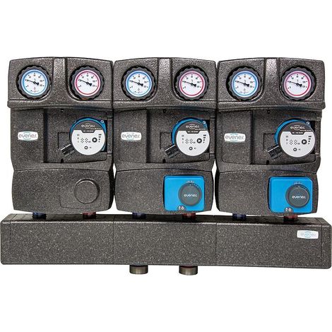 Module groupe de distribution Evenes 2x circuit direct, 1x circuit mélangé, DN25 (1")