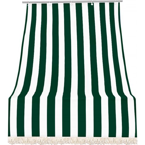 Tenda da sole tessuto resistente per esterno con anelli lavabile frange pizzo Verde - 280x295 cm