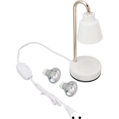 Lampe à cire électrique blanche en fer avec 2 ampoules GU10, intensité réglable pour ambiance parfumée et décoration intérieure élégante (1/5)
