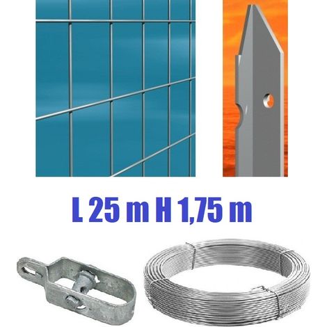 Recinzione Completa 25mt Lineari Rete Metallica Zincata (Rete h175 cm) (Maglia:mm75X50) con Paletti nel Cemento (1/2)