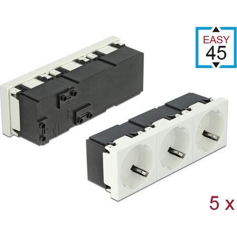 Delock Tomacorriente Easy 45 con conexiÃ³n a tierra de 3 vÃ­as con una disposiciÃ³n de 45Â° 45 x 45 mm 5 piezas
