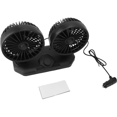 Ventilateur voiture double tête Ortviai 12V USB silencieux rotatif 360° ABS (1/5)