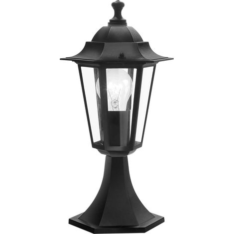 Eglo Lampada con base da esterno Laterna 4, lampada da esterno uno punto luce, lampada con base in alluminio pressofuso e vetro, nero, E27, IP44 (1/5)