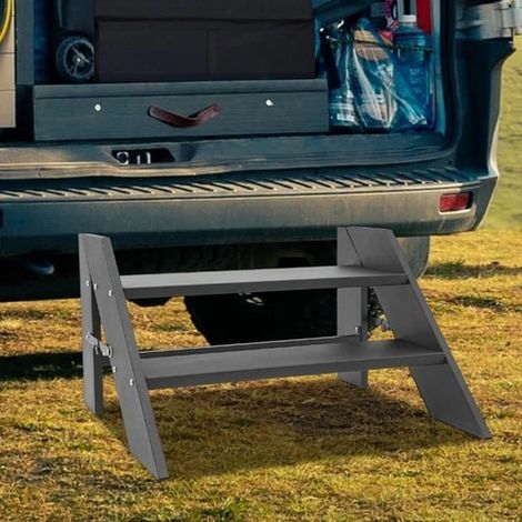 Eisener 2-Schritt-Treppenstuhl, 2-Schritt-Klappstufe für RV, 68,5  66  42 cm, maximales Gewicht von 150 kg, als Dekorationshalter, Hochbett-Leiter
