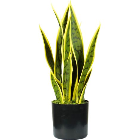 Pianta Artificiale Sansevieria H45 cm con Vaso Verde (1/2)