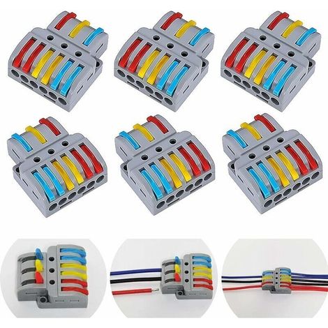 [JAMAIS UTILISÉ]6 pieces borne,domino electrique, connecteur electrique, sucre electrique, connecteur electrique rapide, borne de connexion électrique,connecteurs electriques rapide avec levier (1/4)