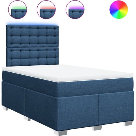 Maison Exclusive - Sommier à lattes de lit avec matelas bleu 120x190 cm tissu (1/5)
