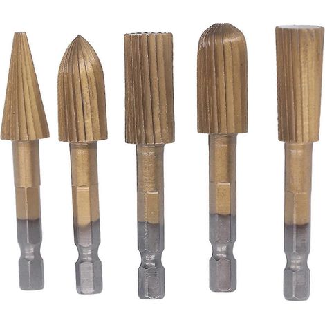 5-teiliges Set Rotationsfeilen mit 1/4-Zoll-Schaft, doppelt geschnitten, zum Schleifen und Schnitzen von Holz.