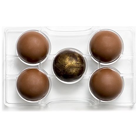 Decora 0050094 Stampo Professionale Cioccolatino Mezza Sfera Con Base, In Policarbonato, 5 Cavità, ø 50 x h 25 mm, Ideale per Realizzare Cioccolatini Lucidi, Design Professionale, Made in Italy (1/4)