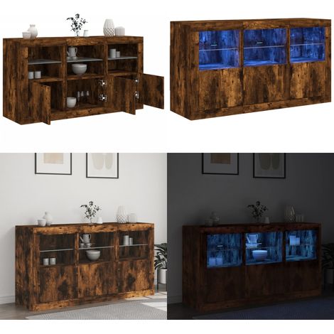 Sideboard mit LED-Leuchten Räuchereiche 123x37x67 cm - Sideboard - Holz (1/5)