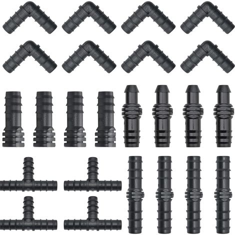100 Pièces Kit Raccords d'Irrigation Goutte Connecteurs Joint d'Irrigation Goutte à Goutte Tubes 16PE, y Compris 20 Tés, 20 Coudes, 20 Raccords, 20 Bouchons d'Extrémité, 20 Barbes Droites (1/5)