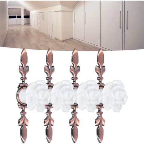 Vente par 4, poignée à un trou en bronze antique rose, poignée de meuble/penderie de style européen en bronze antique blanc pincé à la main. (1/5)