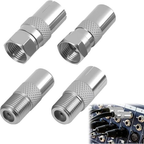Adaptateur d'antenne TV F mâle/Femelle vers PAL TV mâle/Femelle, Kit de connecteur coaxial 4 pièces pour câble Satellite, câble d'antenne, câble TV, antenne TNT HD, Prise Murale, connecteur coaxial (1/5)