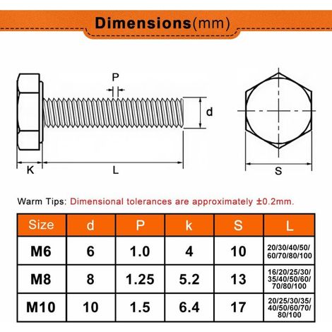 M10 x 100mm Boulons Hexagonaux Acier Inoxydable A2 V2A Vis à Tête Hexagonale DIN 933 Vis Inox M10 Boulon pour Automobile et Machinerie, Argent, 10 Pièces (1/4)