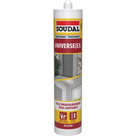 Silicone universel - Mastic silicone acétique universel - Soudal - Cartouche de 290 ml Noir