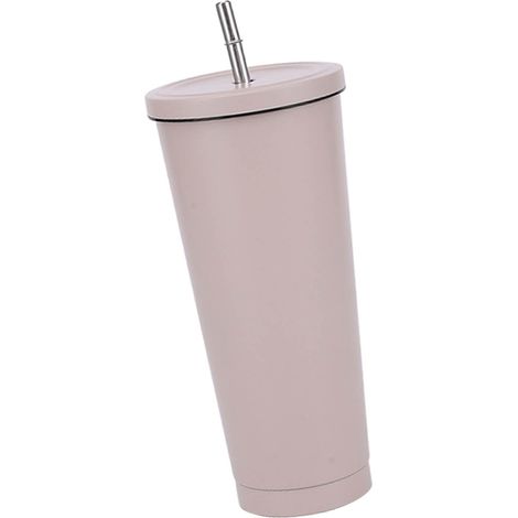 Isolierter Edelstahl-Reisebecher mit 750 ml Fassungsvermögen, Deckel und Strohhalm für heiße und kalte Getränke, ideal für Reisen, Zuhause, Camping und Arbeit, Khaki (1/5)