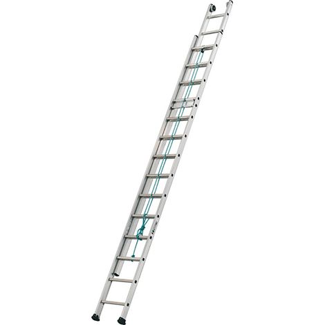 Tubesca Comabi – Échelle coulissante à corde 2 plans aluminium – Longueur déployée 8,57 m – Charge maximale 3 personnes – Norme spécifique pour pompiers