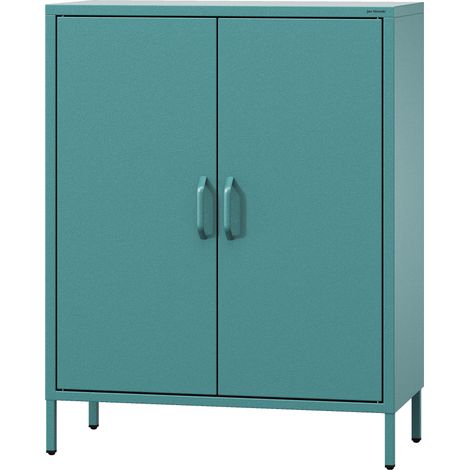 Jan Nowak Kommode mit Doppeltür VITO Sideboard 2 türig kleiner Schrank mit Beinen Magnetverschluss verstellbare Einlegeböden Metall Wohnzimmer Flur, 80 x 101,5 x 40 cm, Seegrün VITO Sideboard 2 türig (1/5)
