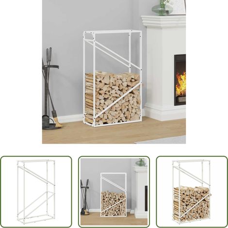 vidaXL Rangement bois - Portant de bois chauffage blanc 60x25x100 cm (1/5)