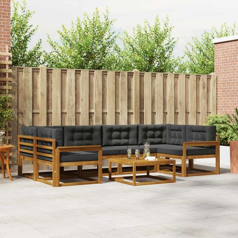 Outdoor-Sofagarnitur mit Kissen 7 pcs Natur und Anthrazit (1/5)